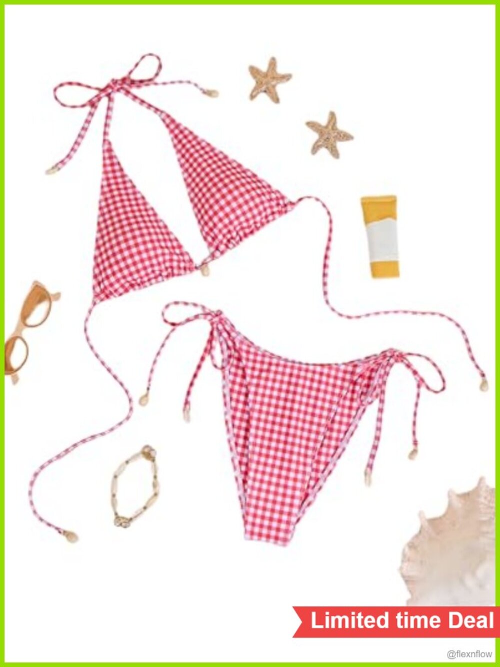 Women's Crochet Fishnet Halter Bikini Set Cheeky Thong Two Piece Swimsuit
